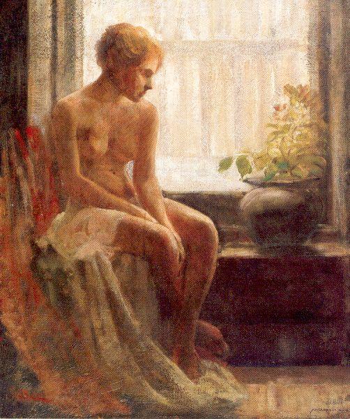 Mulhaupt, Frederick John Nude Seated by a Window France oil painting art